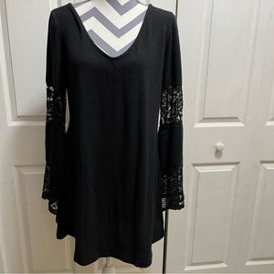 NWT The Vanity Room Long Sleeved w/ Lace Black Dress